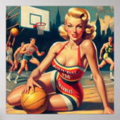 Vintages Basketballmädchen Poster (Vorne)