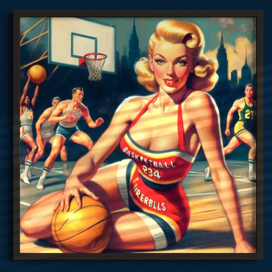 Vintages Basketballmädchen Poster