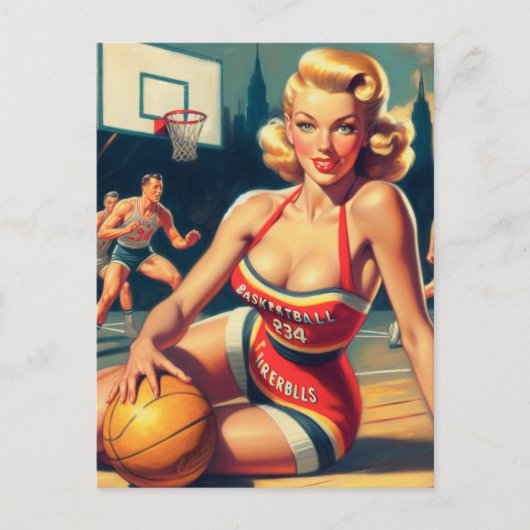 Vintages Basketballmädchen Postkarte (Vorderseite)