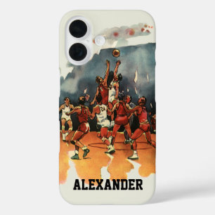 Vintages Basketballspiel, Basketballspieler iPhone 16 Hülle