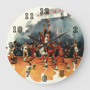 Vintages Basketballspiel, Basketballspieler Große Wanduhr