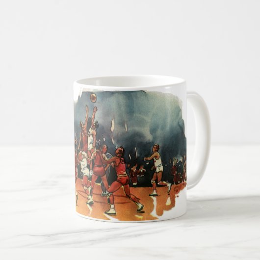Vintages Basketballspiel, Basketballspieler Kaffeetasse (VorderseiteRechts)