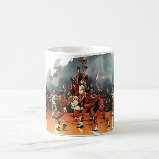 Vintages Basketballspiel, Basketballspieler Kaffeetasse (Mittel)