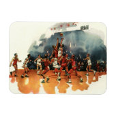 Vintages Basketballspiel, Basketballspieler Magnet (Horizontal)