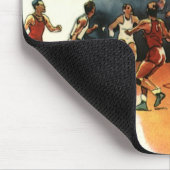 Vintages Basketballspiel, Basketballspieler Mousepad (Ecke)