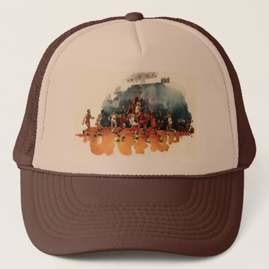 Vintages Basketballspiel, Basketballspieler Truckerkappe (Vorderseite)