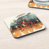 Vintages Basketballspiel, Basketballspieler Untersetzer (Linke Seite)