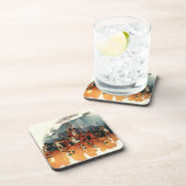 Vintages Basketballspiel, Basketballspieler Untersetzer (Rechte Seite)