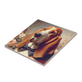 Vintages Basset-Hound-Gemälde Fliese (Seite)