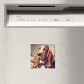 Vintages Basset-Hound-Gemälde Magnet (In Situ (Geschirrspüler))