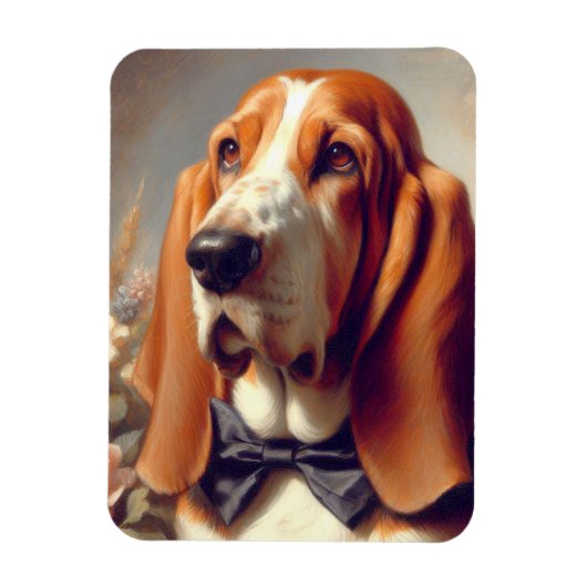 Vintages Basset-Hound-Gemälde Magnet (Vertikal)