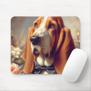 Vintages Basset-Hound-Gemälde Mousepad