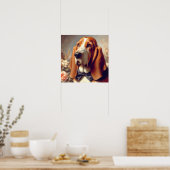 Vintages Basset-Hound-Gemälde Poster (Küche)