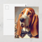 Vintages Basset-Hound-Gemälde Postkarte (Vorne/Hinten)
