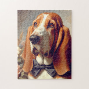 Vintages Basset-Hound-Gemälde Puzzle