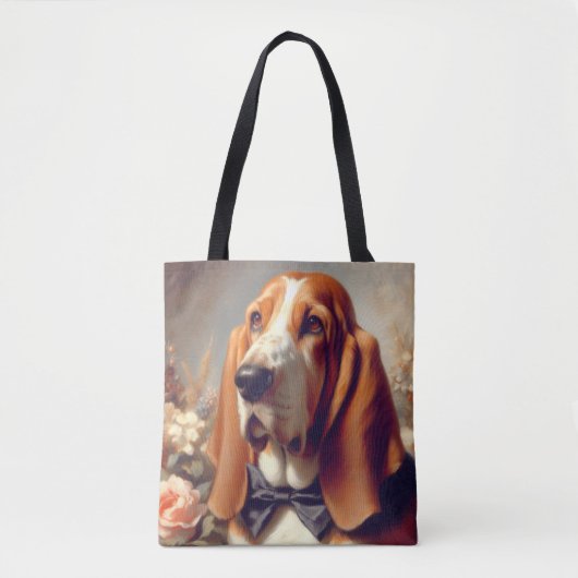 Vintages Basset-Hound-Gemälde Tasche (Vorderseite)