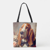 Vintages Basset-Hound-Gemälde Tasche (Rückseite)
