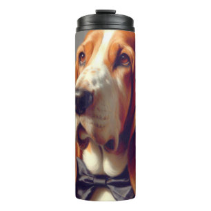Vintages Basset-Hound-Gemälde Thermosbecher