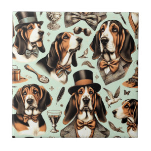 Vintages Basset Hound nahtlos Fliese