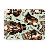 Vintages Basset Hound nahtlos Magnet (Horizontal)
