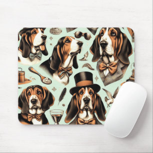 Vintages Basset Hound nahtlos Mousepad