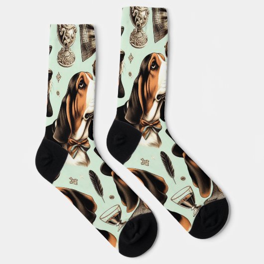Vintages Basset Hound nahtlos Socken (Rechts)