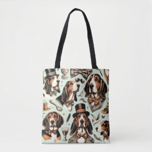 Vintages Basset Hound nahtlos Tasche