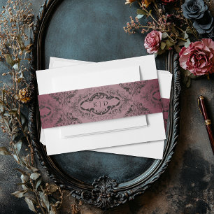 Vintages Bat-to-Death-Burgund-Hochzeit Einladungsbanderole