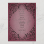 Vintages Bat-to-Death-Burgund-Hochzeit Programm (Rückseite)