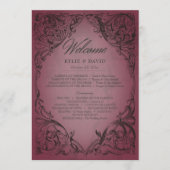 Vintages Bat-to-Death-Burgund-Hochzeit Programm (Vorderseite)