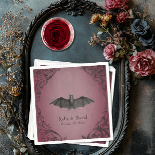 Vintages Bat-to-Death-Burgund-Hochzeit Serviette