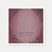 Vintages Bat-to-Death-Burgund-Hochzeit Serviette (Vorderseite)