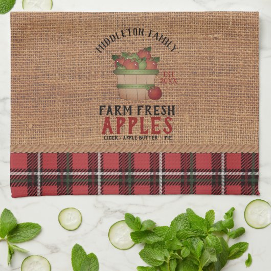 Vintages Bauernhaus 🍎 Äpfel Geschirrtuch (Gefaltet)