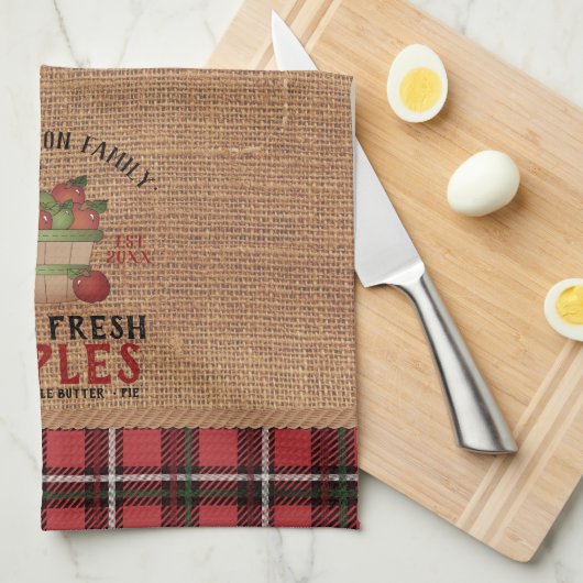 Vintages Bauernhaus 🍎 Äpfel Geschirrtuch (Viertel Falte)