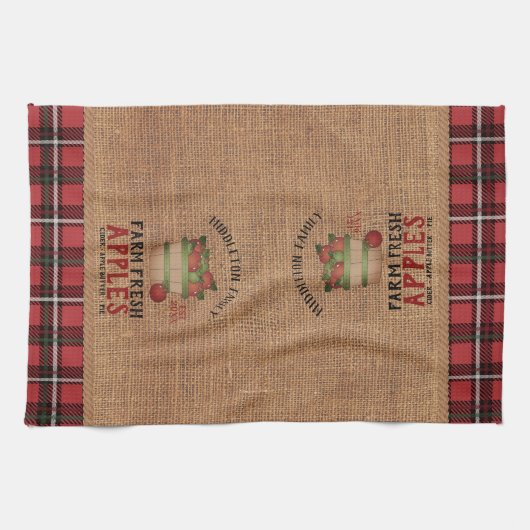 Vintages Bauernhaus 🍎 Äpfel Geschirrtuch (Horizontal)