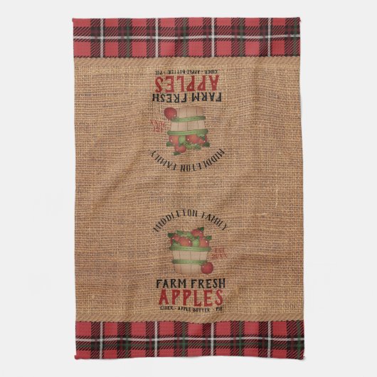 Vintages Bauernhaus 🍎 Äpfel Geschirrtuch (Vertikal)