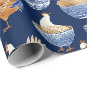 Vintages Bauernhaus Porzellan Rooster Muster Geschenkpapier (Rolleneckpunkt)