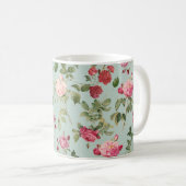 Vintages Bauernhaus Rosa Rose Kaffeetasse (VorderseiteRechts)