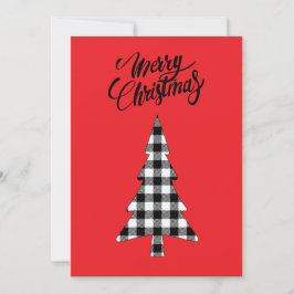 Vintages Bauernhaus Schwarz-weiß Buffalo Karo Tree Feiertagskarte