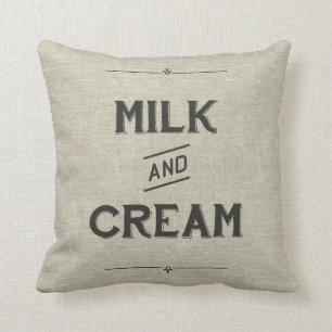 Vintages Bauernhof-Kissen - Milch u. Creme Kissen