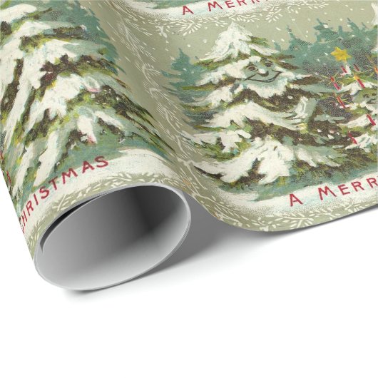 Vintages Baum-Weihnachten Geschenkpapier (Rolleneckpunkt)