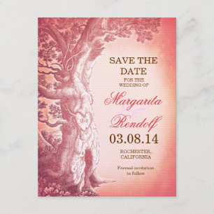 Vintages Baumpinke zum Speichern der Datumskarten Save The Date