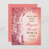 Vintages Baumpinke zum Speichern der Datumskarten Save The Date (Vorne/Hinten)