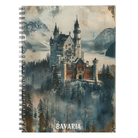 Vintages Bayern Neuschwanstein Burg Notizblock (Vorderseite)