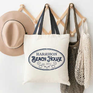 Vintages Beach House Personalisiert Tragetasche