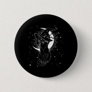 Vintages Beängstigendes Halloween-Katzenkostüm Hex Button