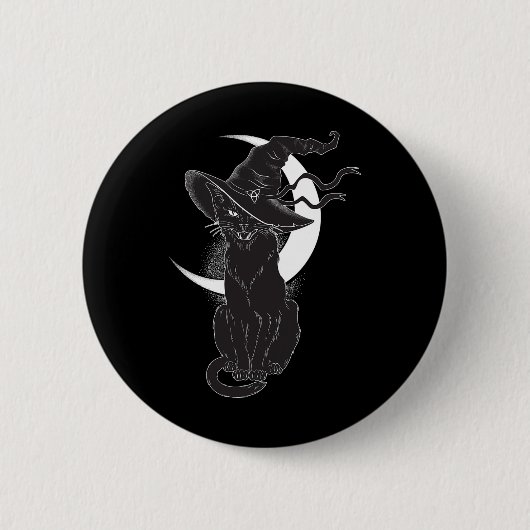 Vintages Beängstigendes Halloween-Katzenkostüm Hex Button (Vorderseite)