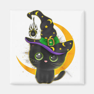 Vintages Beängstigendes Halloween-Katzenkostüm Hex Magnet