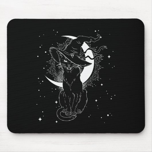 Vintages Beängstigendes Halloween-Katzenkostüm Hex Mousepad (Vorne)