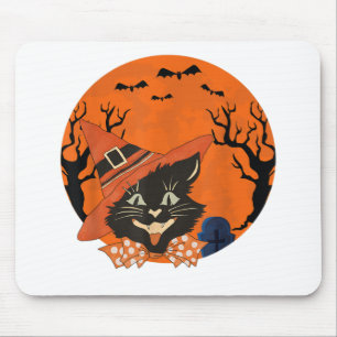 Vintages Beängstigendes Halloween-Katzenkostüm Hex Mousepad